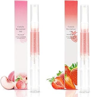 Meschett 2PCS Cuticle Oil Pens for Nail Care,Cuticle Revitalizer Oil Pen with Soft Brush,Cuticle Oil to Prevent Nail Cracking and Dry (Peach & Strawberry Flavor)