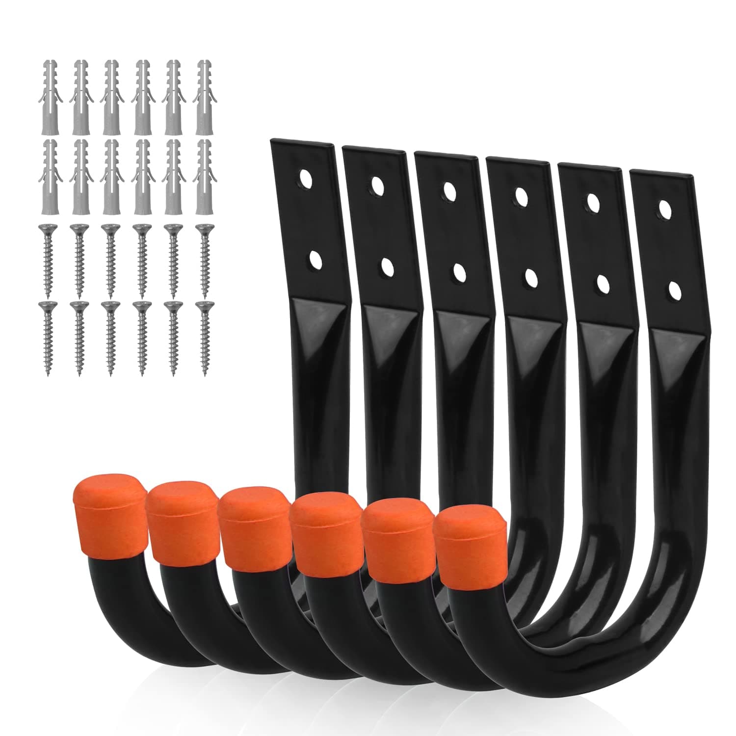 HORUSDY 6 Pack Garage Hooks, Utility Hooks, Garage Hook Heavy Duty Wall Hook (Black)