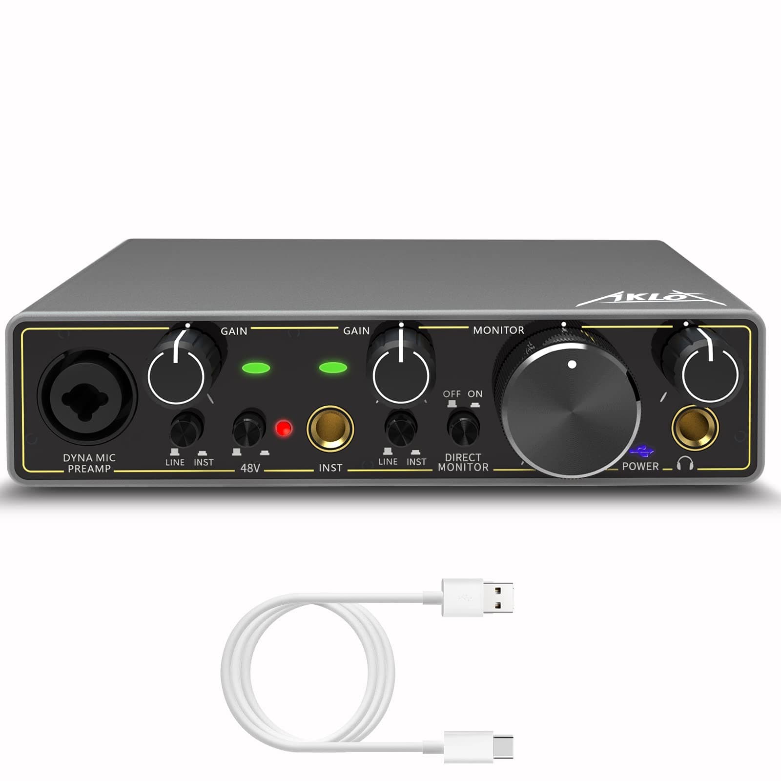 AKLOTAudio Interface, 2 In 2 Out USB Audio Interfaces