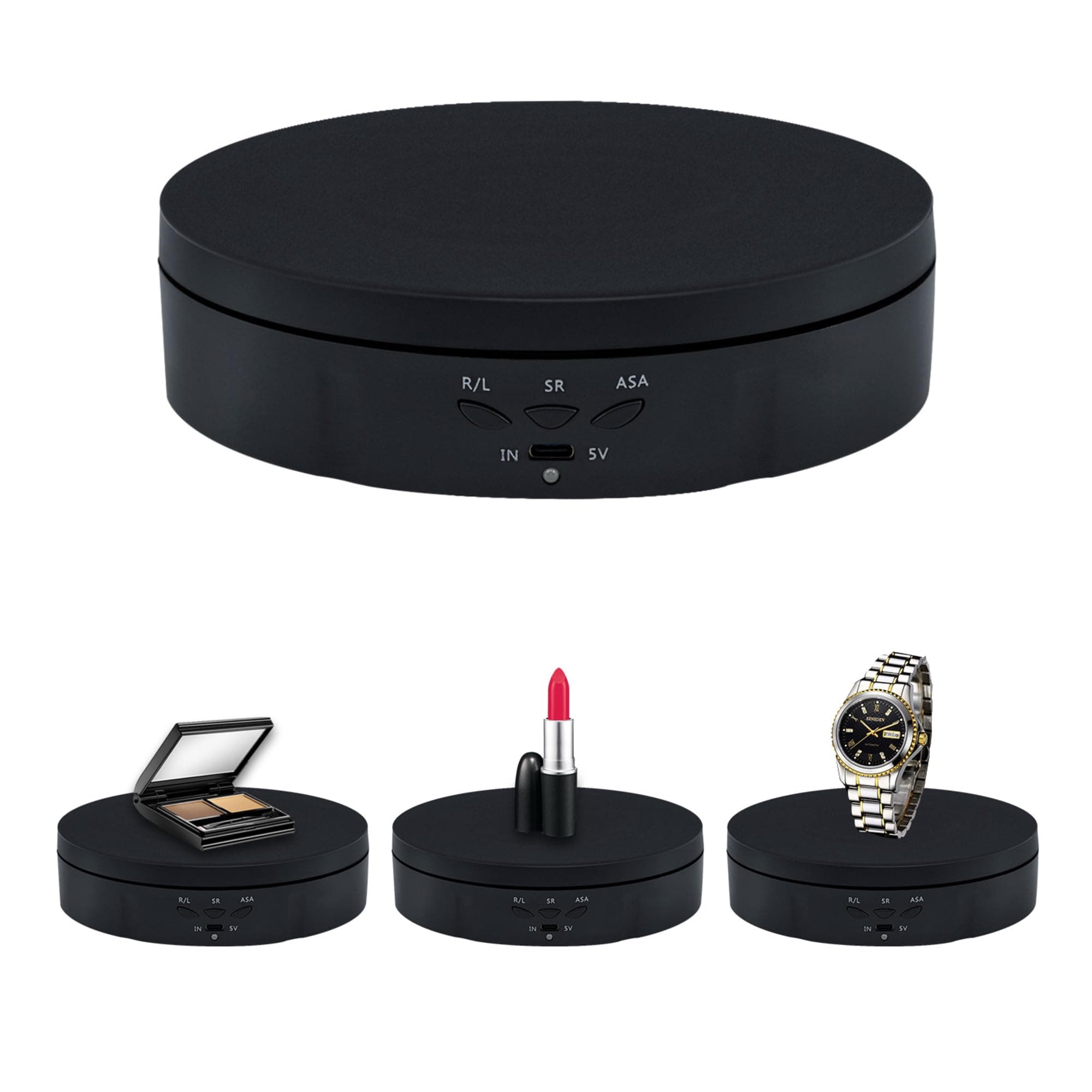 Mcbazel 360 Degree Rotating Display Stand for Photography 10KG Load Electric Rotating Turntable Motorized Rotating Stand Display Table for Display Jewelry,Watch, Digital Product - 5.7 Inch(Black)