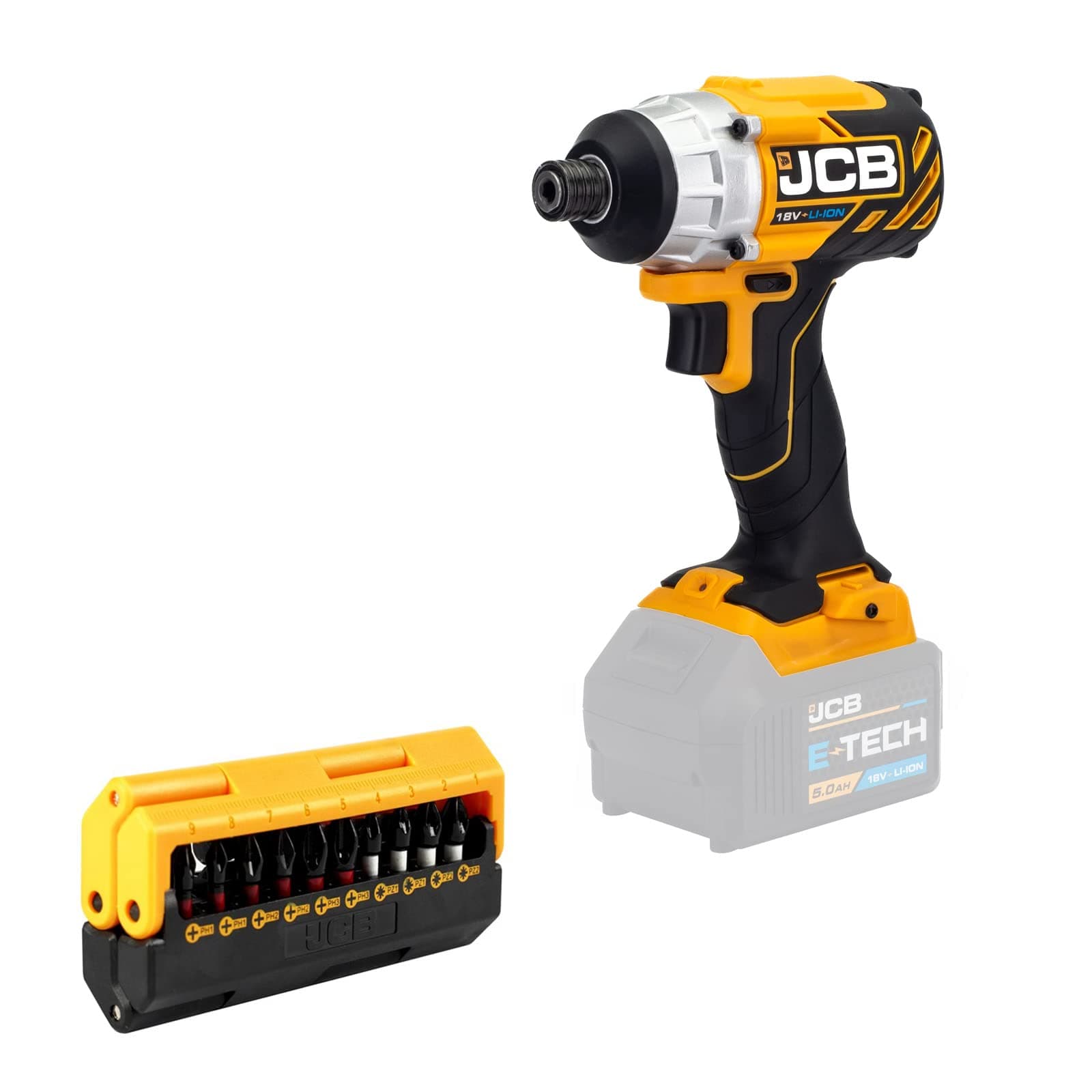 JCB18V Brushless Cordless Impact Driver - Bare Unit with 13PC Impact Bit Set