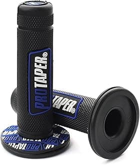 PROTAPER Motorcycle Handle Grips, 7/8 inch, Non-Slip Dirt Bike Handlebar Grips, Black and Red (Black Blue, 7/8'' Left +1'' Right)