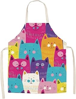 BOCTTCBO Cat Apron Cute Cooking Apron for Women Men Chef Funny Aprons Kitchen Baking Painting Gardening and Party