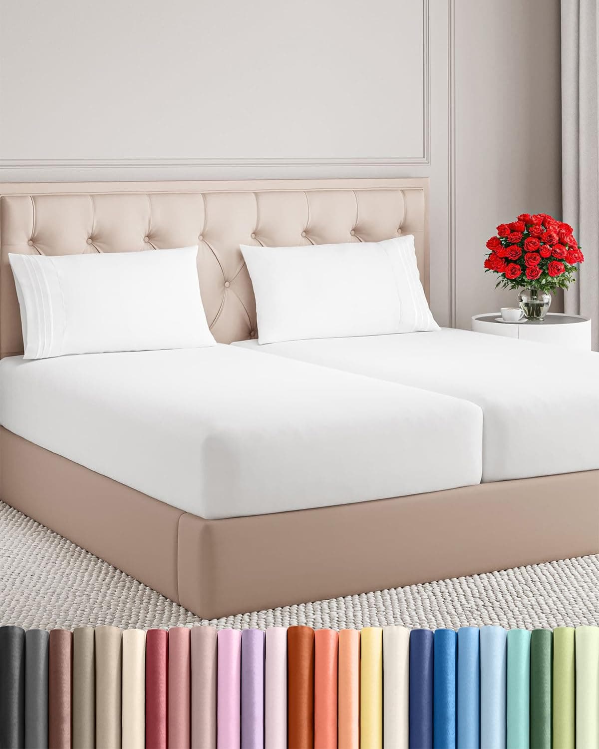 Split King Sheets for Adjustable Beds - Split King Adjustable Bed for Adjustable Mattress - Split King Sheet Sets for Adjustable Beds Deep Pocket - Deep Pocket Split King Sheets - Adjustable Sheets