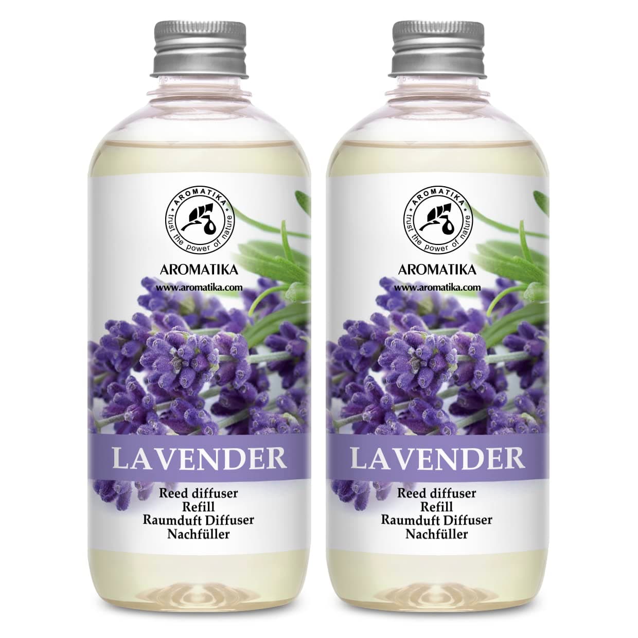 Reed Diffuser Refill Lavender with Lavender Essential Oil 34 Fl Oz - 2 x 500ml - Fragrance Oil Reed Diffuser Refill - Room Diffuser Refill - Lavender Room Freshener - Floral Fragrance