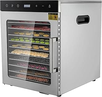 Food Dehydrator Machine, 10 Stainless Steel Trays, 800W Commercial Large 10 Trays Food Dehydrator Dryer for Jerky, Dog Treats, Herb, Meat, Beef, Fruit, Digital Timer and Temperature Control
