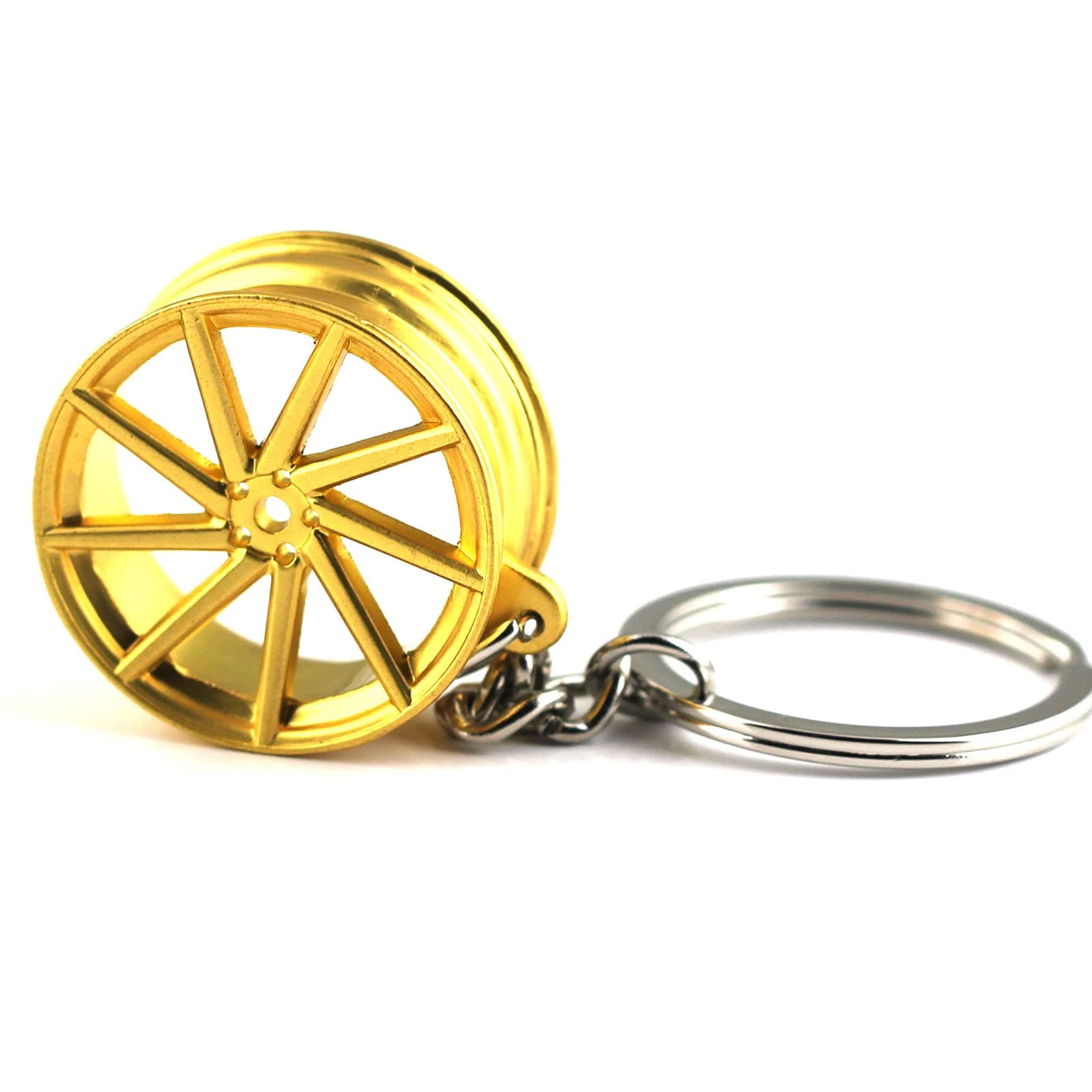 maycom Creative Hot Auto Part Model Wheel Rim Tyre Keychain Keyring Key Chain Ring Keyfob (Golden)