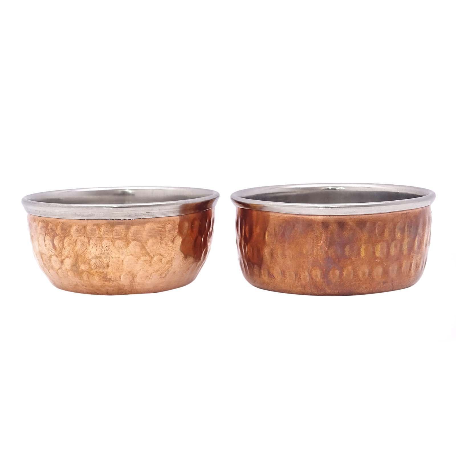 2 Pcs Copper Bowl Set Katori Traditional Tableware Indian Kitchen Accessories