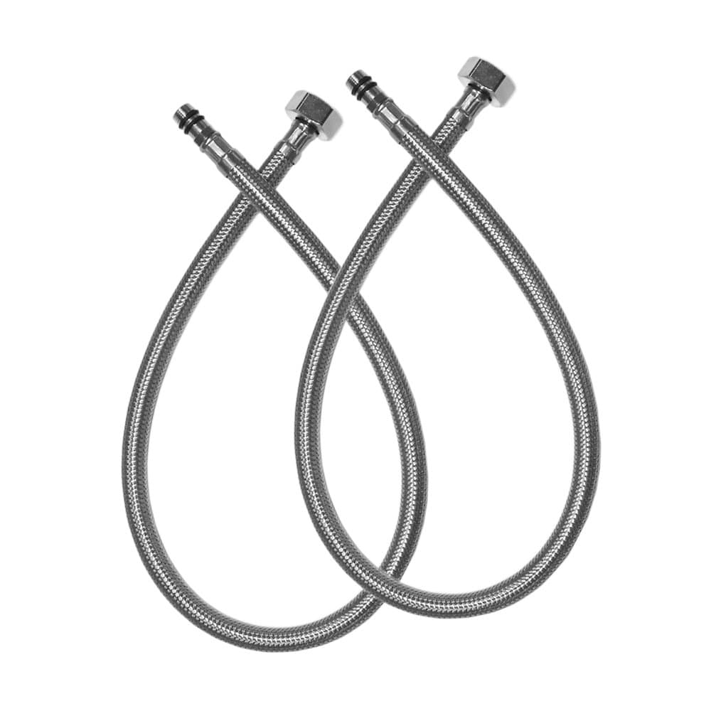 Brustlife 24-Inch Long 1/2'' Female Compression Thread x M10 Male Connector Vessel Sink Water Supply Hoses Braided 304 Stainless Steel Sink Faucet Connector x 2 Pcs (1 Pair)