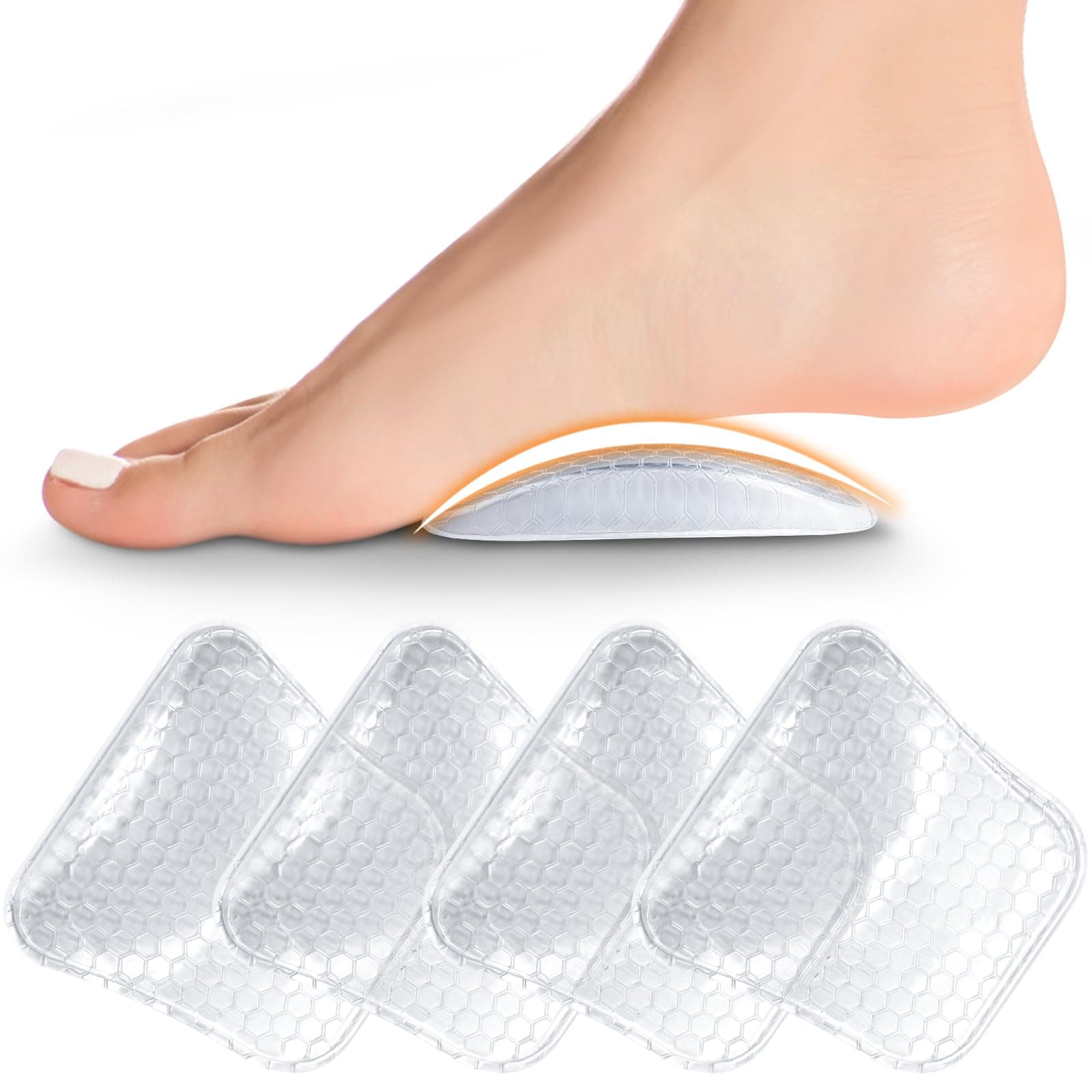 ZAIWOO Arch Support Inserts Women for Flat Feet, Gel Arch Inserts for Plantar Fasciitis Relief, Non-Slip Arch Support Pads, Two-Option of Different Heights