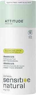 Baking Soda Free Deodorant for Sensitive Skin with Oatmeal and Avocado Oil, EWG Verified, Aluminum Free, Plastic-Free, 3 Ounces