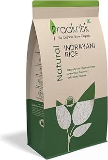 Praakritik Natural Indrayani Rice 500 Gram, Sticky RIce, 100% unpolished Indrayani Rice, Traditional Rich & Aromatic, Medium Sized Grain