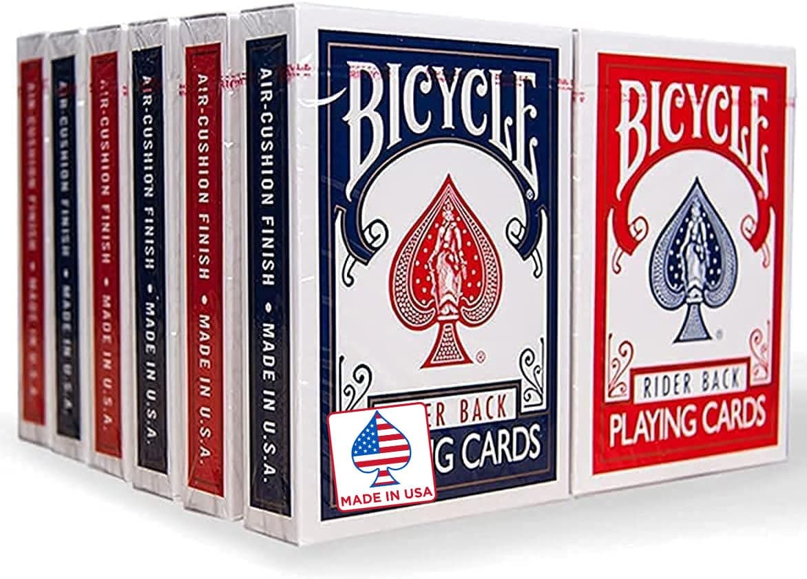 Rider Back Standard Index Playing Cards, 12 Pack Bulk Set, Classic Poker Size Decks of Cards for Poker, Blackjack, Rummy, and Family Card Games, Red & Blue Backs