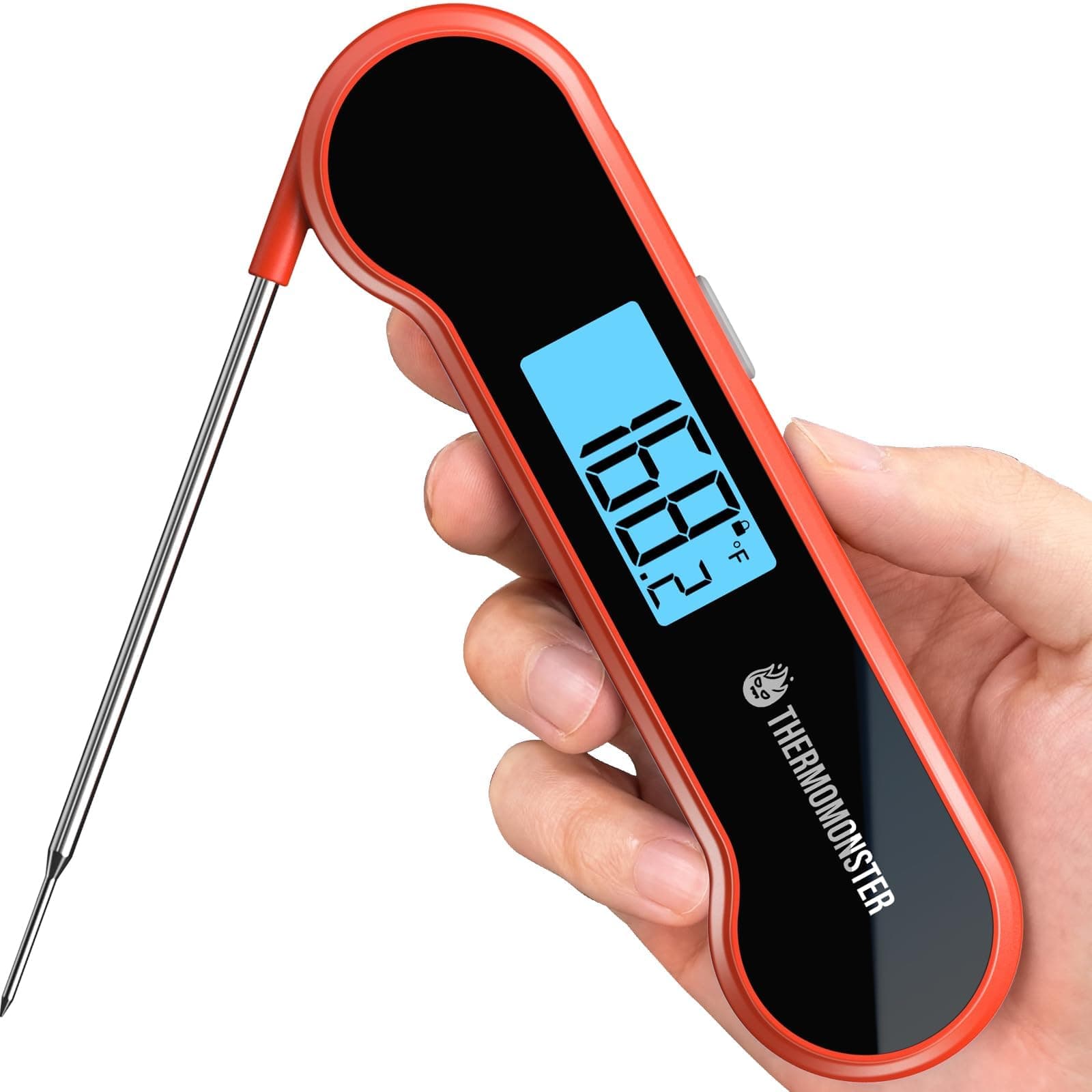 0.5 Sec Instant Read Meat Thermometer Digital with ±0.5℉ Precision, Food Thermometer for Cooking Kitchen Gadgets, Oven Grill Candy BBQ Essentials Accessories, Gifts for Him Dad Men Birthday, Red