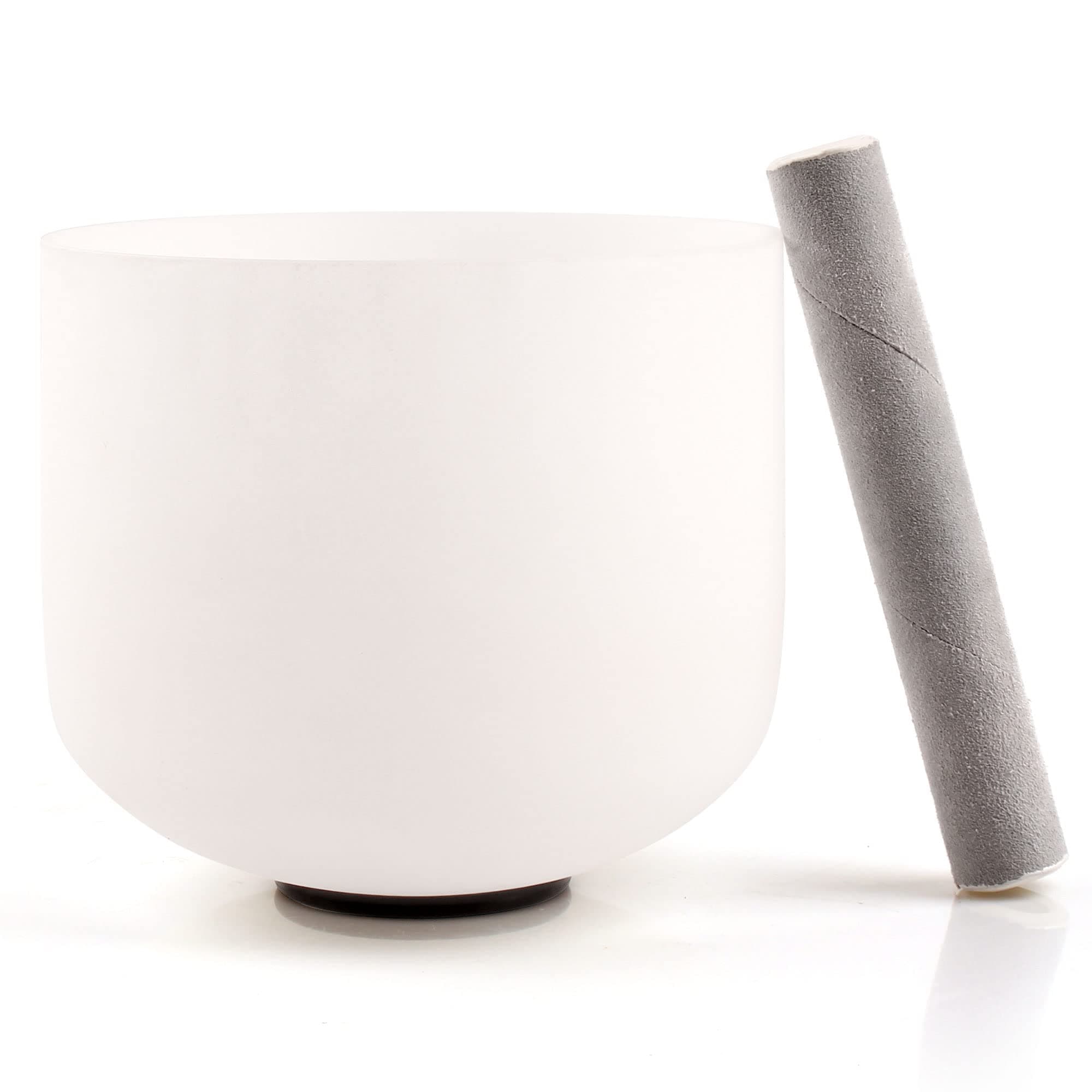 KELIODY Singing Bowl - E Note White Crystal Singing Bowl Solar Plexus Chakra 8 Inch Singing Bowl Crystal Bowl 20 CM O-Ring and Mallet Included Yoga Gifts