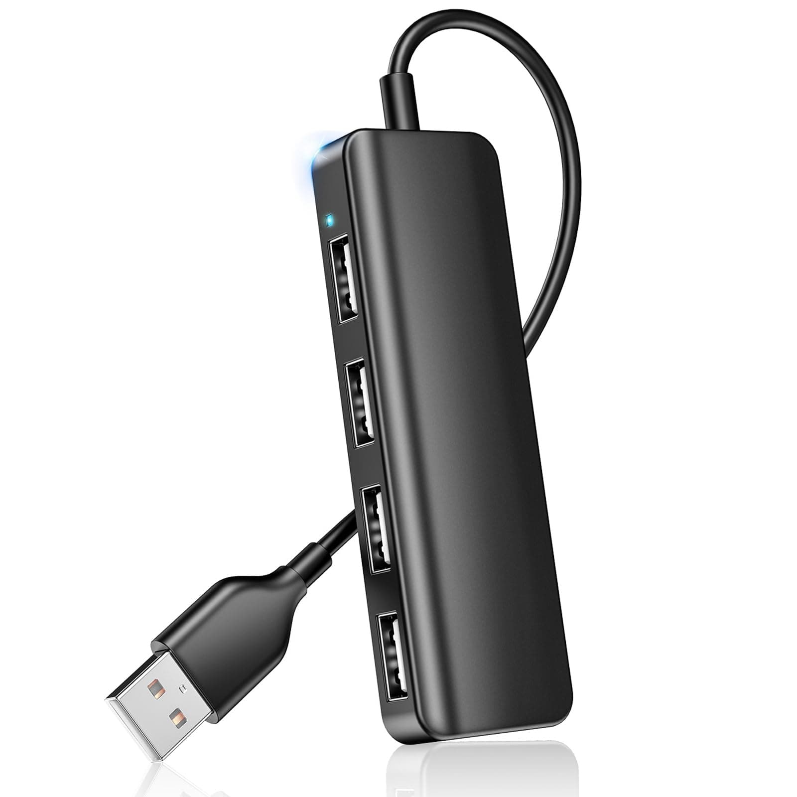 Herfair USB Hub Splitter USB Port Extender 1 to 4 Multiport Adapter Expander for Laptop, MacBook, Computer, Xbox, Console, Flash Drive, HDD, Printer, Camera, Keyboard, Mouse, More