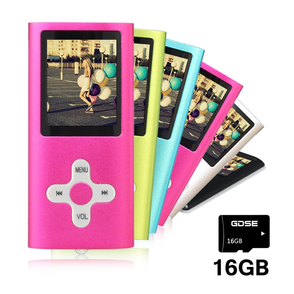 Goldenseller 16GB Mp3 Player Mp4 Player for a Micro SD Card Slot, Media Player, Music Player, Portable Videos Player,Voice Recording Player, With a support of MP3, JPEG, TXT files and WMA (Pink)