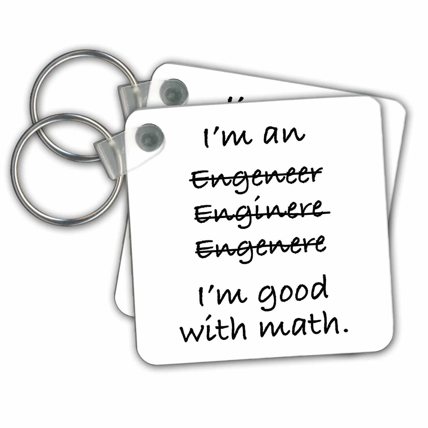3dRose EvaDane - Funny Quotes - Im an engeneer enginere engenere Im good with math - set of 2 Key Chains (kc_171882)