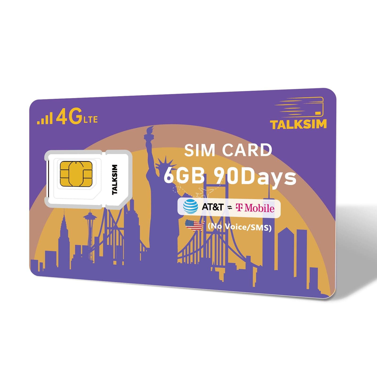 Data SIM Card 6GB 90Days Support AT&T, T-Mobile, 4G LTE USA SIM Compatible with Unlocked Security Camera/Tablet/Smart Watch/Hunting Trail Camera/GPS Tracker iot Devices