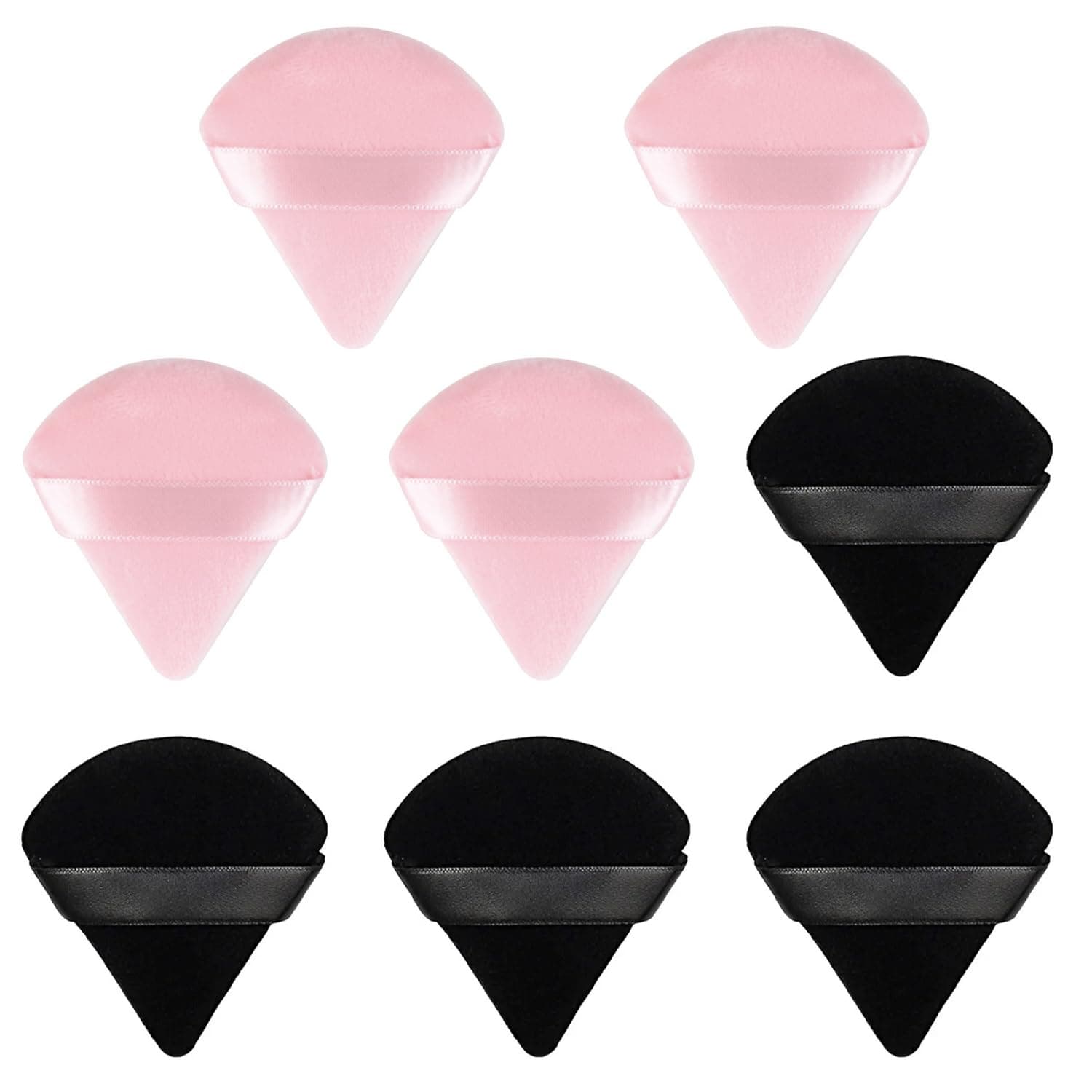 8 Pcs Powder Puff Face Triangle,2 Colors Face Makeup Puff Wet Dry Dual-Use,Face Powder Puff for Under Eye Makeup Applicator(Pink&Black)