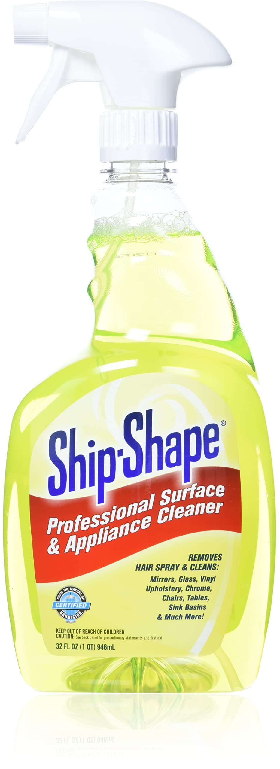 Ship-Shape Professional Surface & Appliance Cleaner (32 Fl Oz) | All In One Salon Cleaning Spray | Removes Hairspray Residue from Flat Irons, Mirrors & Salon Furniture | Streak-Free, Phosphate-Free