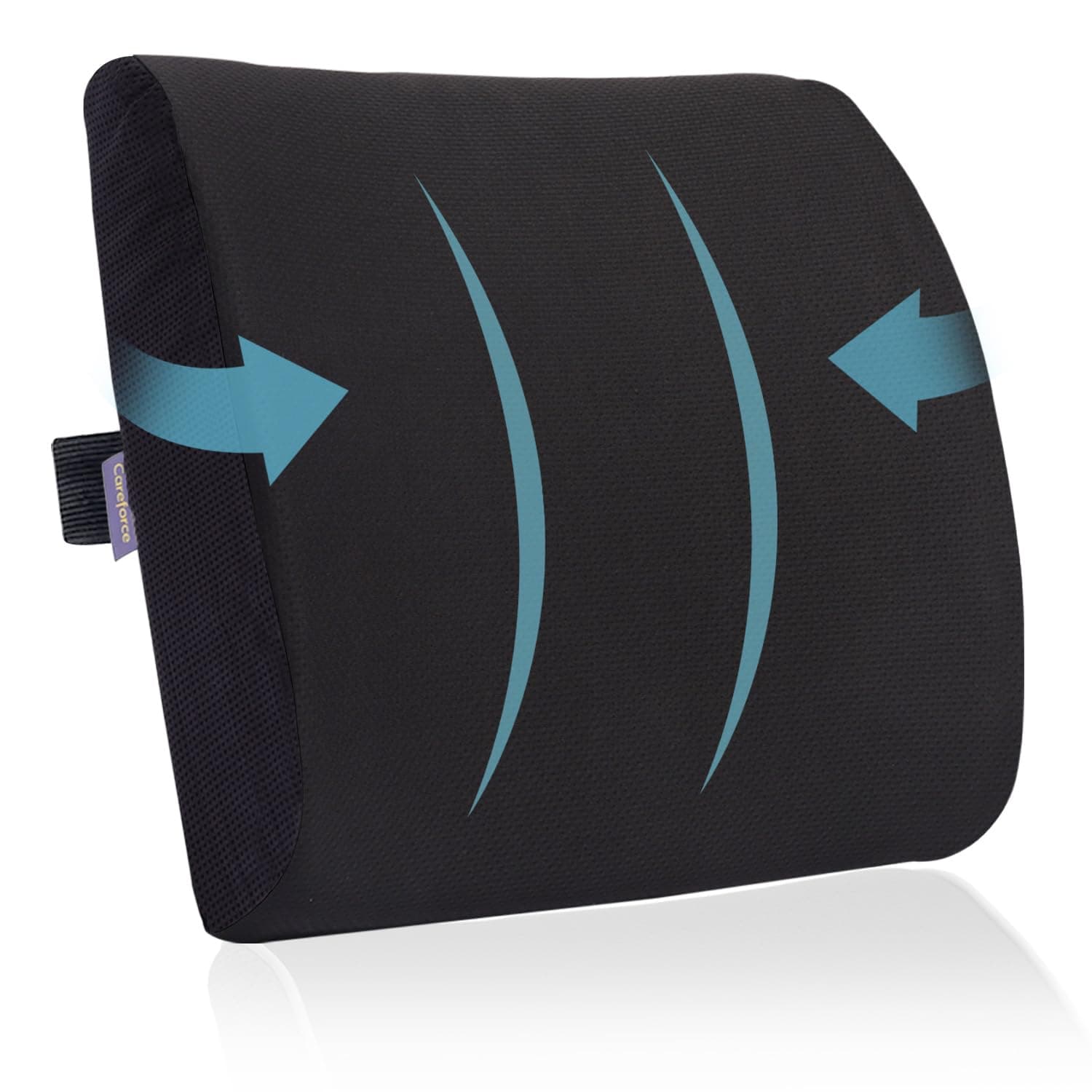 Careforce Lower Back Support For Chair & Car Back Rest Support Chair Back Support For Back Pain Relief Back Rest For Chair Office Car Seat Back Support Pillow Memory Foam Lumbar Support Pillow - Black