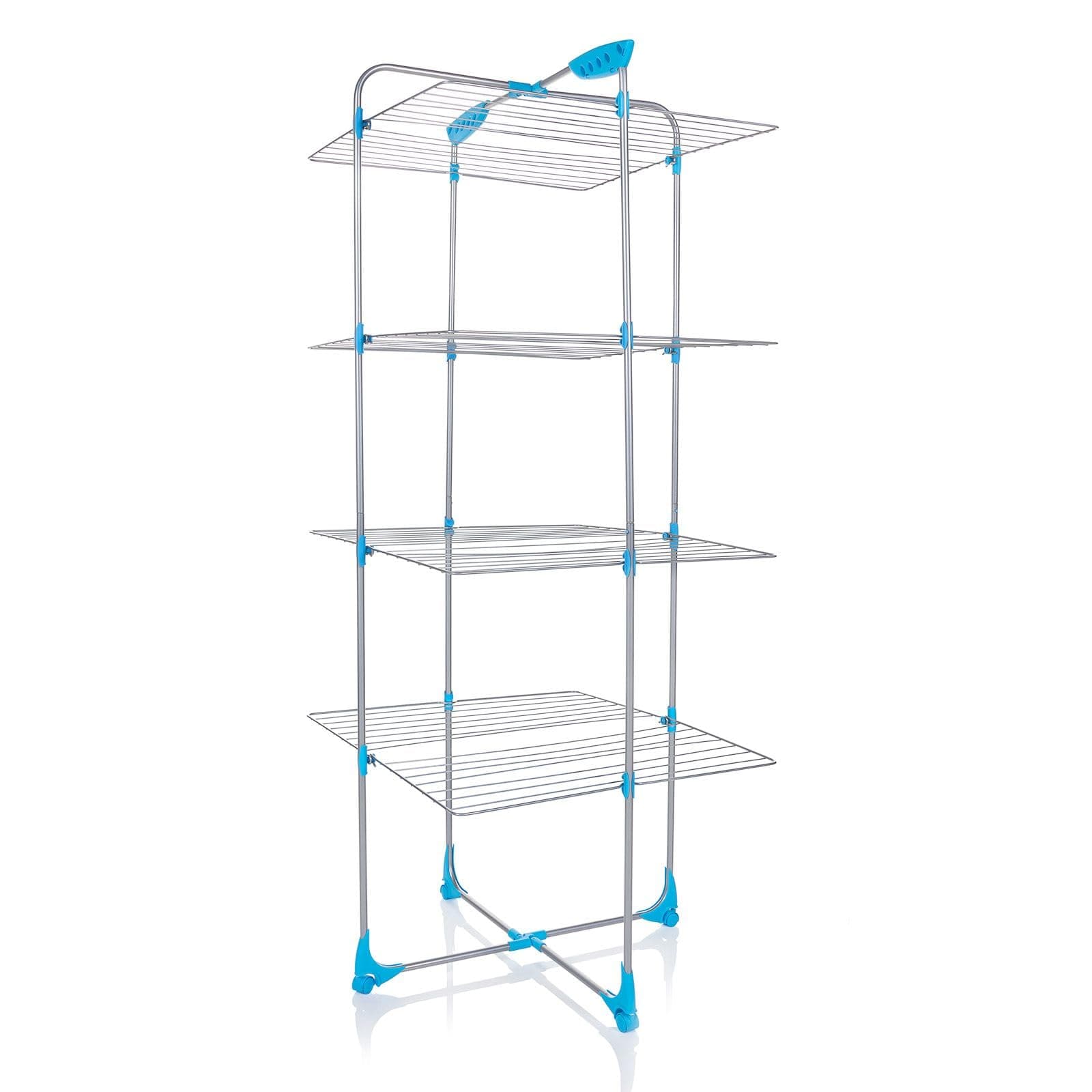 Tower Indoor Airer with 40 m Drying Space, Metal, Silver and Blue