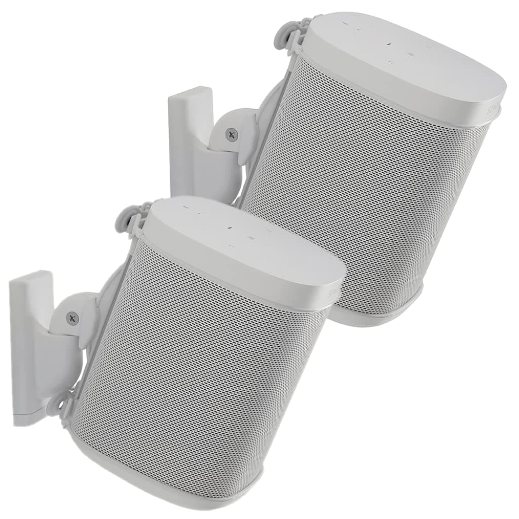 Sanus Adjustable Speaker Wall Mounts Designed for SONOS ONE, Play:1 & Play:3 - Pair (White)