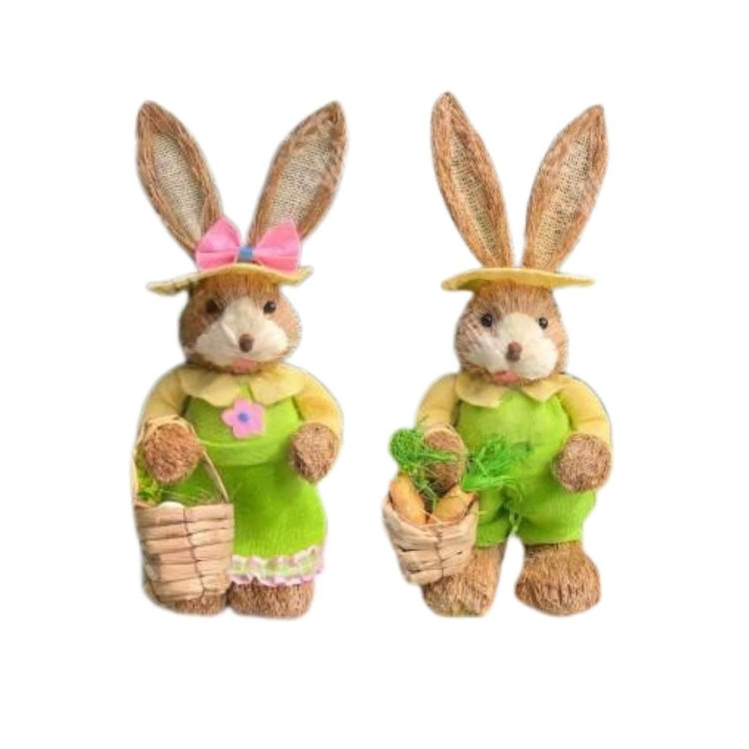 FATIO 2 Pcs 35cm Handmade Straw Rabbit Straw Bunny for Easter Day Artificial Animal Home Furnishing Shop Decoration