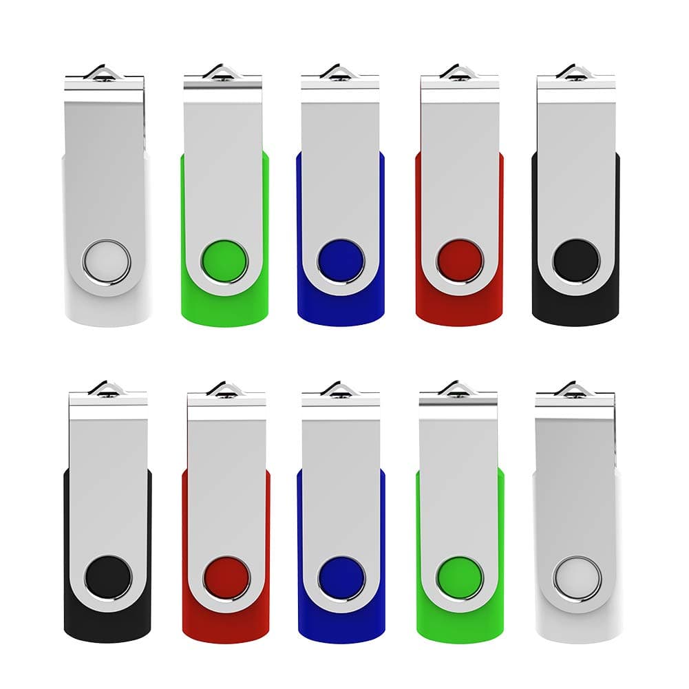16GB Flash Drive 10 Pack USB Flash Drive 16 gb KEXIN Thumb Drive Memory Stick Zip Drive USB 2.0, 5 Colors (Black, Blue, Green, White, Red)