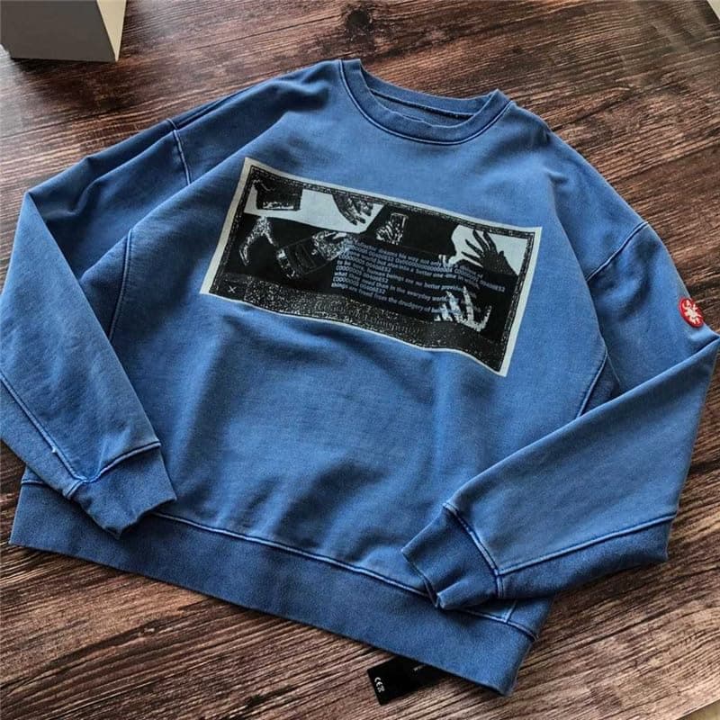2023ss CAVEMPT C.E 20SS DIAL CUT CREW NECK ORANGE Crewneck Men Woman 1:1 Patchwork Sweatshirts Cav empt Hoodies (3, XL)