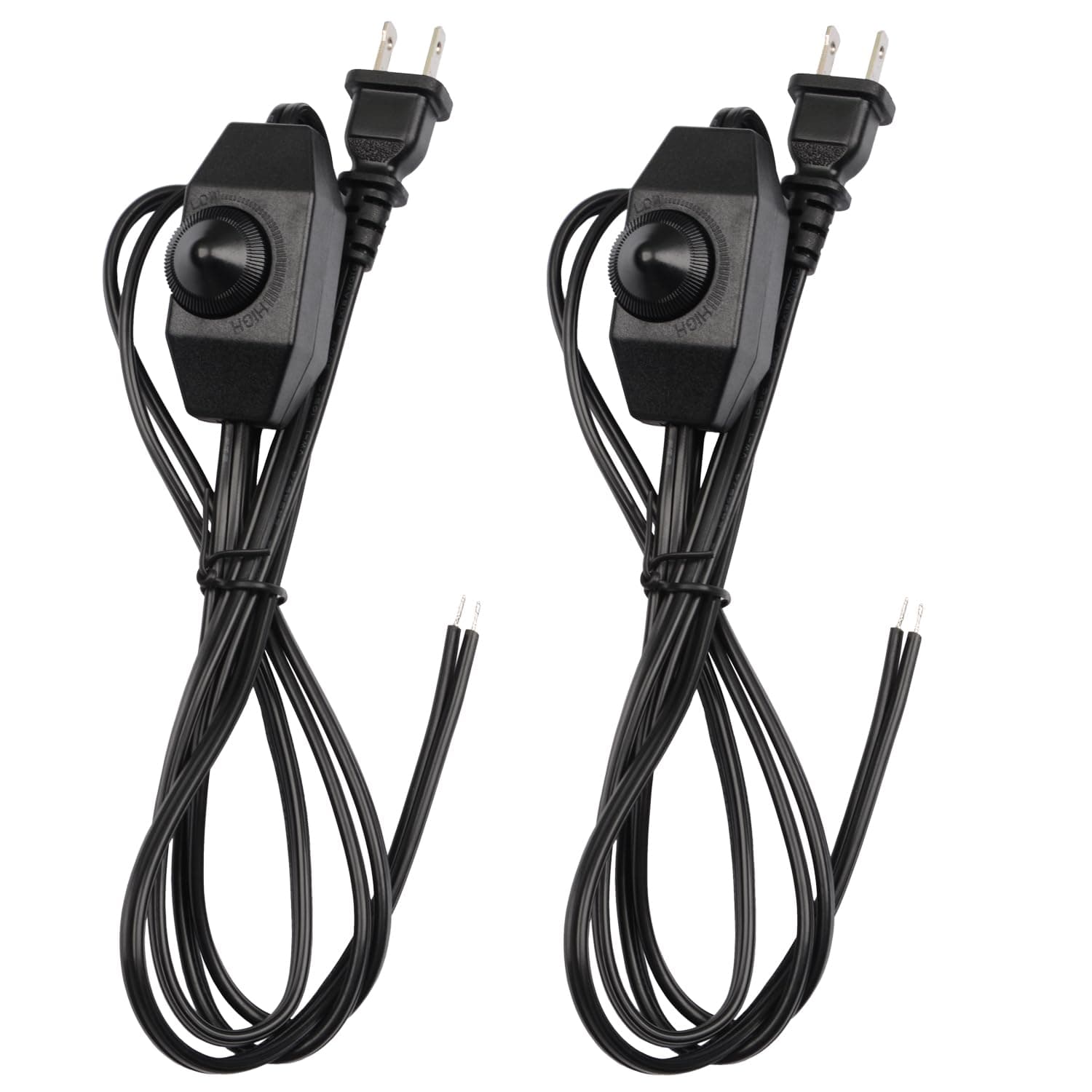 Quentacy 2Pack Plug in Dimmer Rotary Switch with 110V AC 5.9ft Extension Power Cord ON/Off Table Lamp Controller Cable for Dimmable Halogen and Incandescent Salt Bulbs Lights