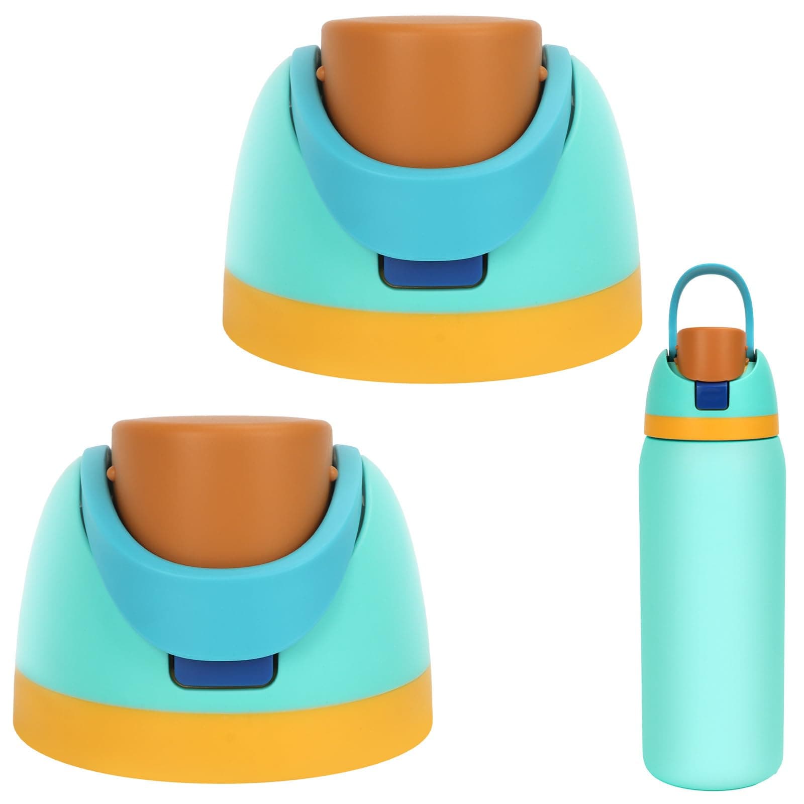 Replacement Lid for OwalaFreesip, 2 PCS One Button Water Bottle Top Replacement Cap Compatible with Owala 16oz 24oz 32oz 40oz, BPA-Free, No Water Leakage Replace ment Accessories for Owala,Green