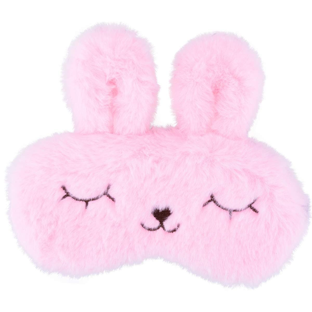 Funny Easter Bunny Sleep Eye Mask Fluffy Plush Blindfold for Sleeping Travel Eye Mask with Adjustable Elastic Band Sleeping Masks Eye Cover for Children Girls Boys Women Pink