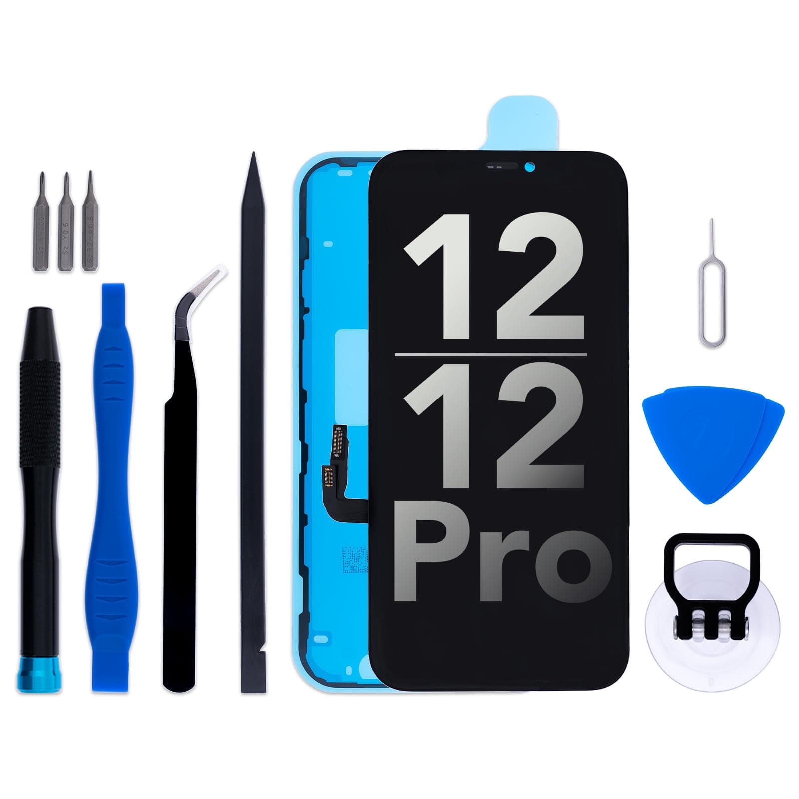 for iPhone 12/12 Pro Screen Replacement Kit 6.1" LCD Display 3D Touch Digitizer Assembly with Repair Tools and Frame Adhesive (Model A2403/A2172/A2402/A2404/A2407/A2341/A2406/A2408)