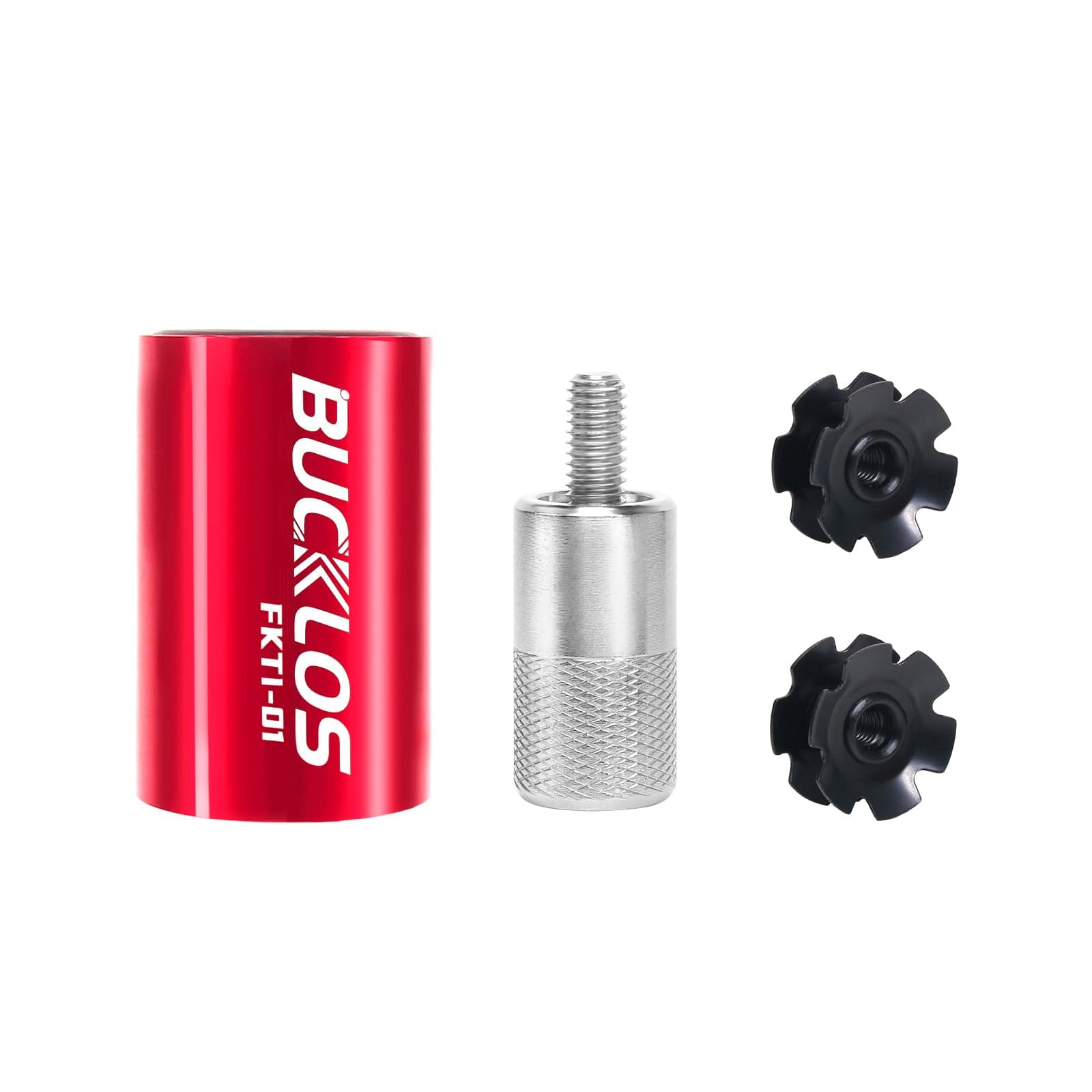 BUCKLOS Bike Fork Star Nut Setting Install Tool with Free Star Nuts and Spare Special Screws for 1", 1-1/8" Threadless Fork Tubes and Headset System, Stainless Steel Bicycle Star Nut Installation Tool