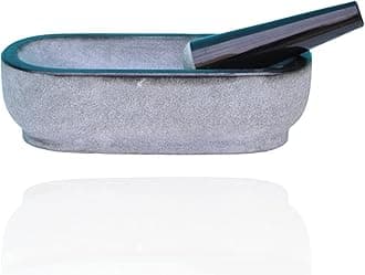 Pure Granite Stone Mortar and Pestle Set, Kalvam,kharad, Masher Spice Mixer/Okhli and musle/Kharal for Kitchen and medicine making (12 * 6 inch)