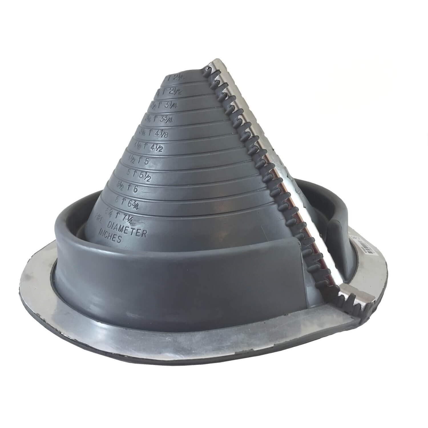 DEKS DEKTITE Round Base Pipe Flashing Boot: #802 (RF802G) RETROFIT Gray EPDM Flexible Pipe Flashing Dektite (for OD Pipe Sizes 2" - 7-1/4")~Roof Jack Pipe Boot~Pipe Flashing
