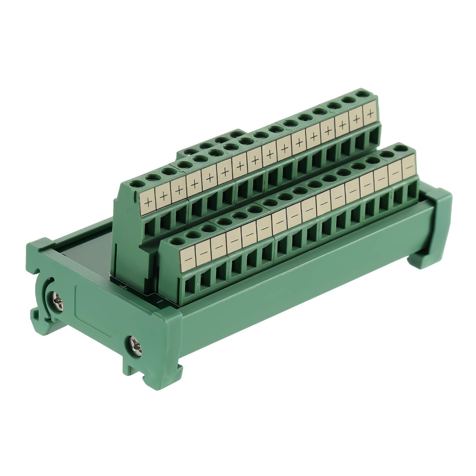 2 in 16 Out Terminal Blocks Module, 25A DIN Rail and Panel Mounting Power Distribution Breakout Board for PLC Servo Power Amplifier