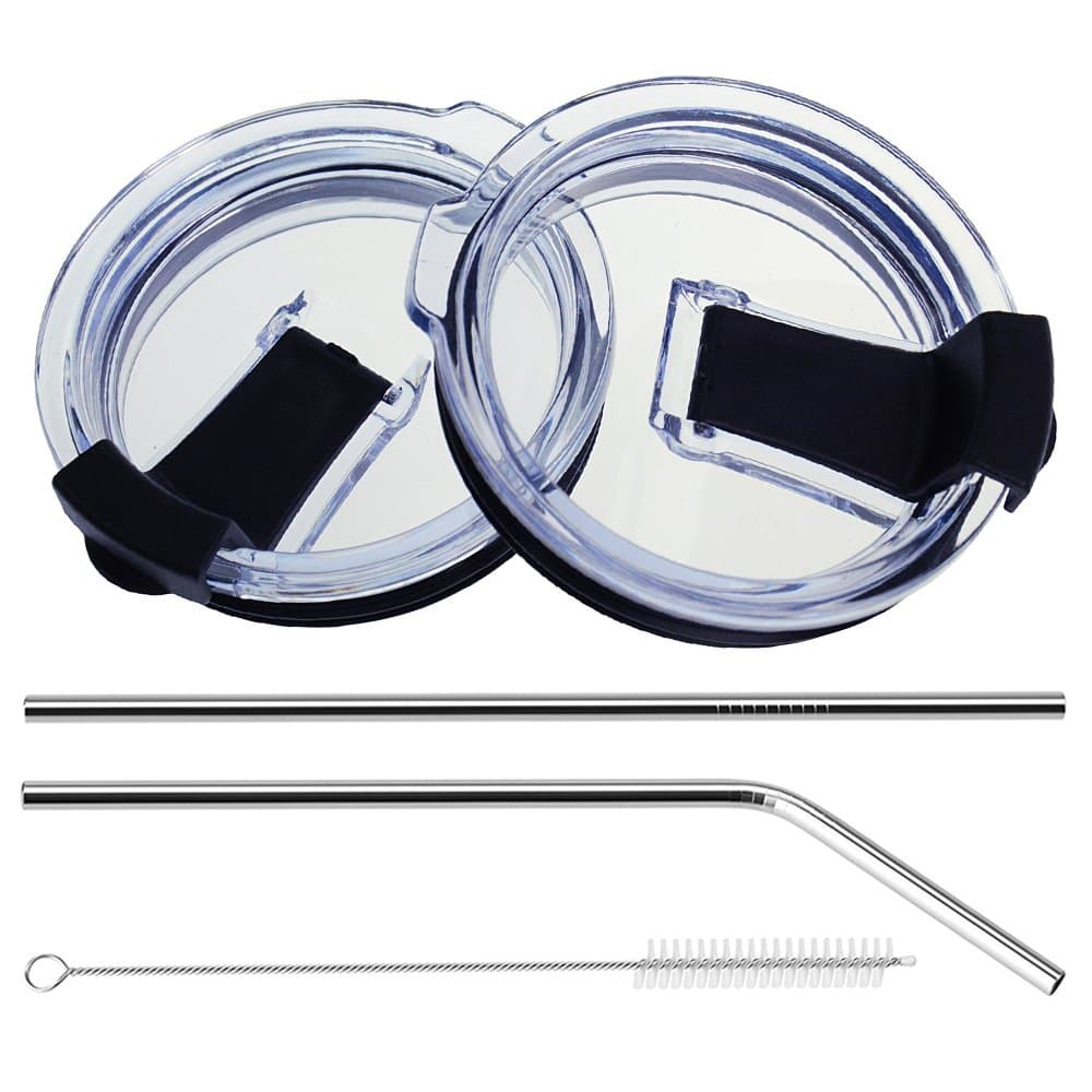 Docik Spill Proof Lids with Straws, 5 Piece Set For 20 Oz Travel Tumblers Mugs