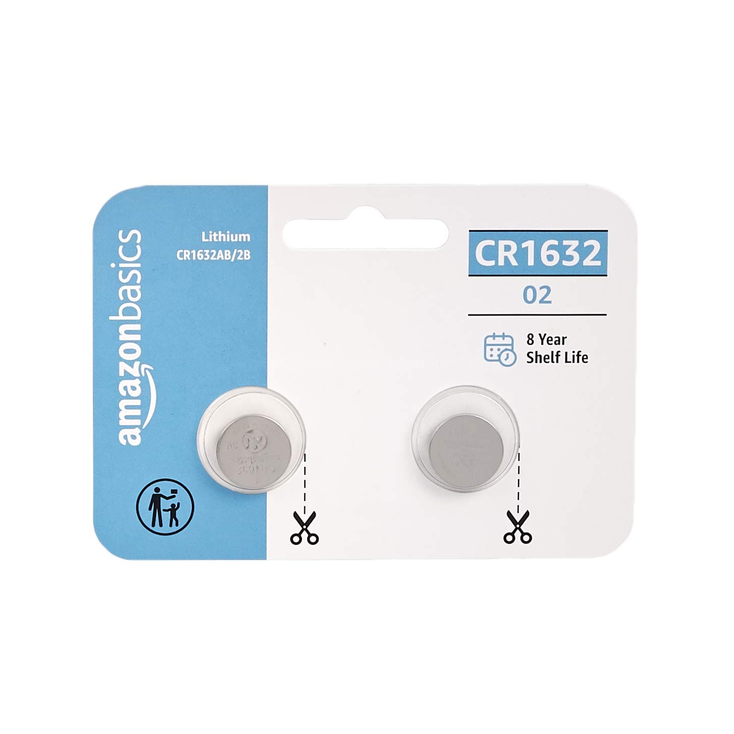 Amazon Basics CR1632 3 Volt Lithium Coin Cell Battery, Long Lasting Power in Child Resistant Packaging, 2 Count (Pack of 1)