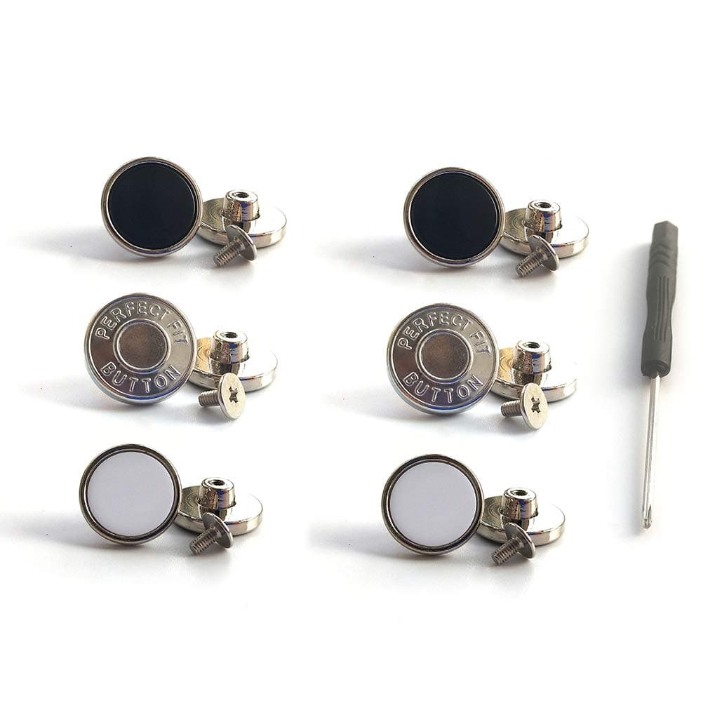 3 Styles 6 Sets Nailless Removable Metal Button Replacement No Sewing - Easy to Disassemble and Reusable, Adds an Inch to Any Pants Waist in Seconds! [Upgrad]