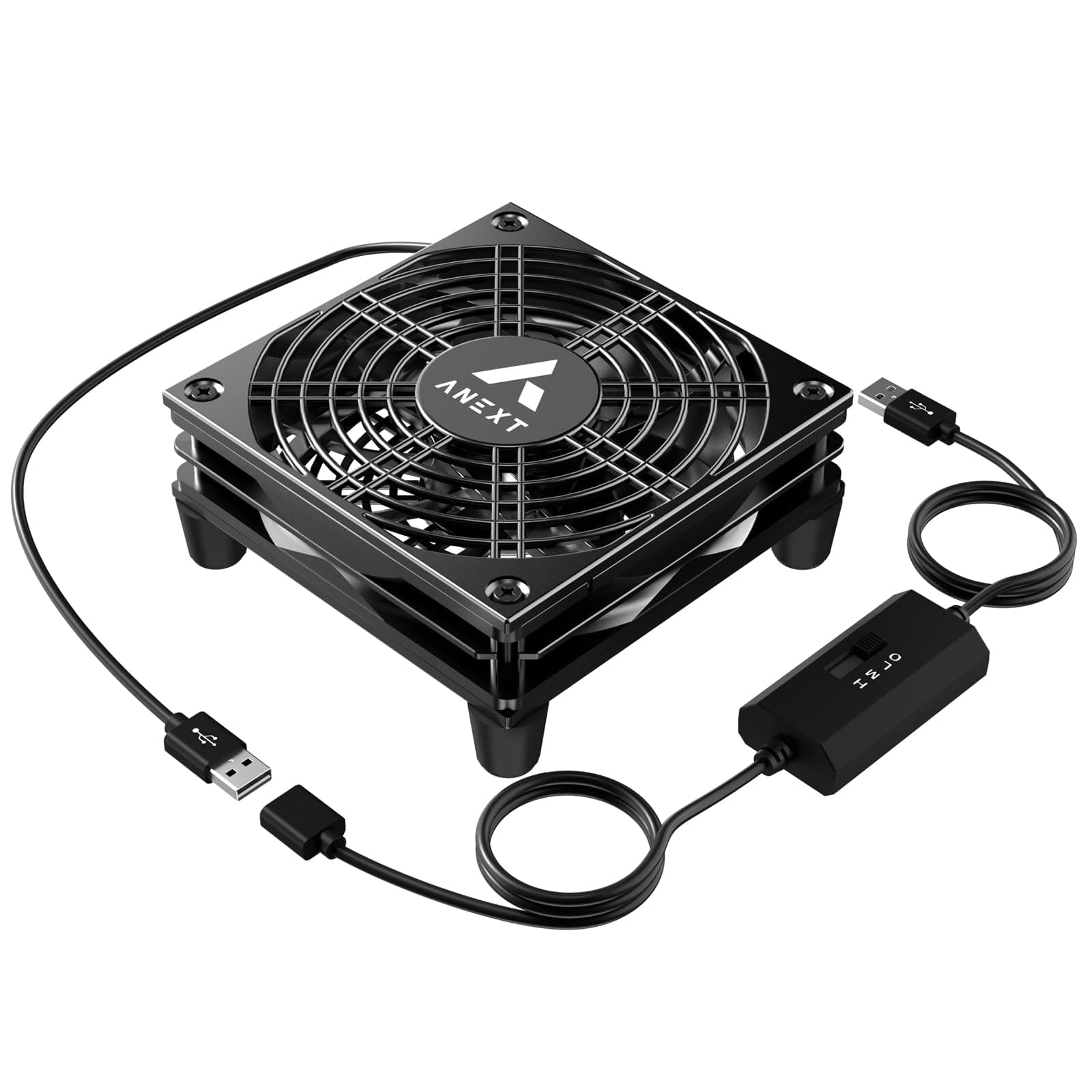 ANEXT USB Router Fan, Include 1000mm Extension Cable with 3-Speed Adjustable Controller, Cooling Case Fan for Receiver DVR Xbox TV Box Router 120mm x 25mm 5V USB Power