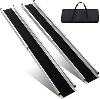 Ruedamann 2 Packs 6FT Ajustable Wheelchair Ramp, 72" Portable Wheelchair Ramp, 600 lbs Capacity, Telescoping Scooter Ramp, Non-Slip Handicap Ramp for Doorways, Stairs, Home Steps, Curbs