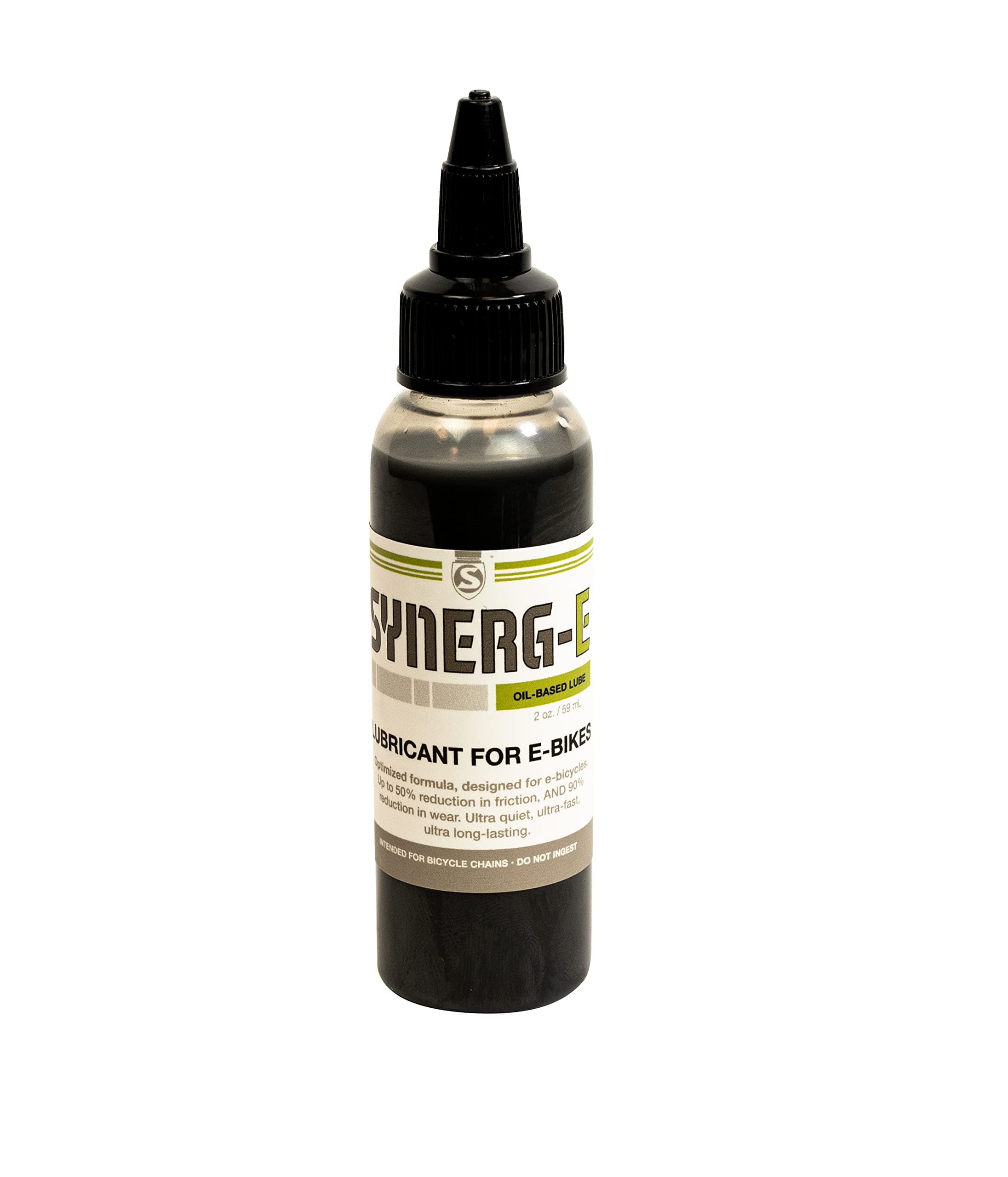 Synergetic-E | No Spray Bicycle Chain Lube Formulated Special for E-Bike and E-Sport Use | Indoor Trainer Bike Chain Lubricant | High Wear Resistance with Low Friction | Wide Tip Applicator