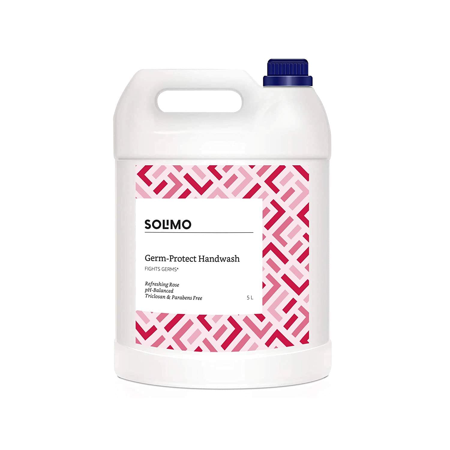 - Amazon Brand - Solimo Handwash Liquid Refill Can, Refreshing Rose - 5 Litre | Antibacterial germ-protect | Advanced Disinfection Formula| pH Balanced