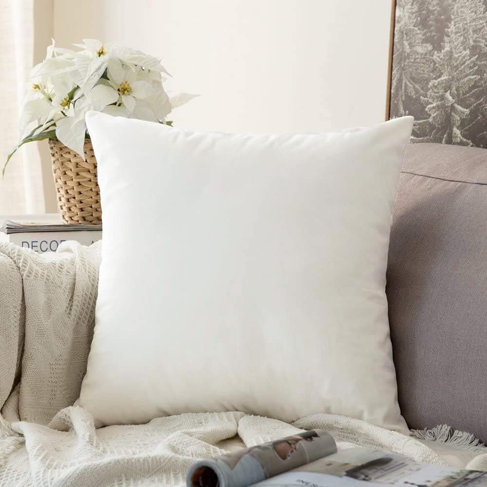 IVAZA Microfiber Square Pillow Cushion for Sofa & Bed | Soft, Fluffy for Comfort & Back Support | Breathable, Washable [16" x 16"] White Pack of 1