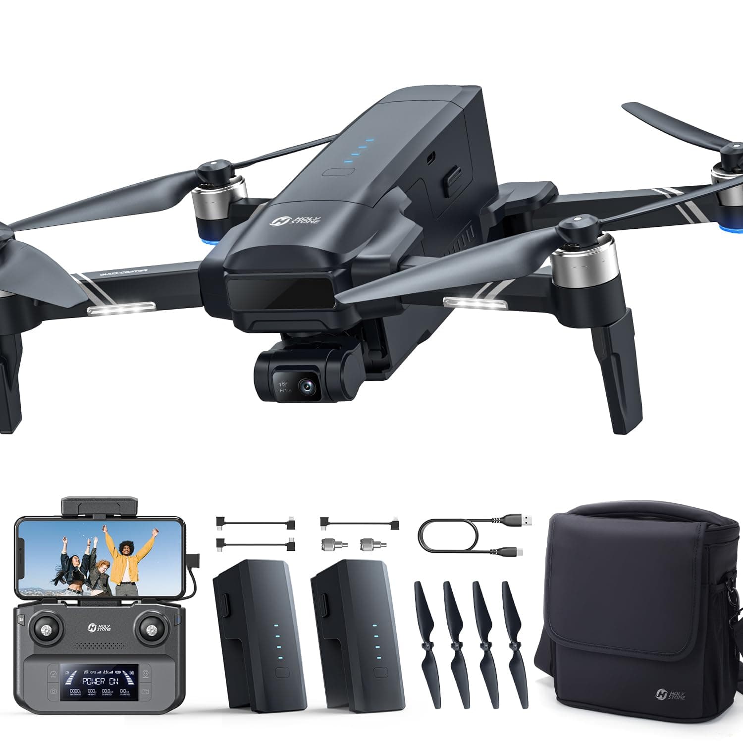 Holy Stone Sentinel HS600D 3-Axis Gimbal Drone with Camera for Adults, Professional 8K Photo, Level-6 Wind Resistance, 6KM Transmission, 80-Min Flight, Smart Track, Auto Return & Beginner Mode