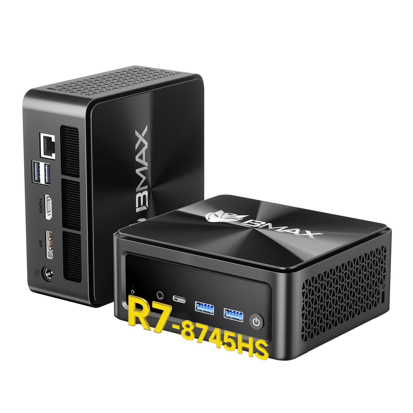 Bmax B8A Pro Mini PC, Ryzen 7 8745HS (Up to 4.9GHz, Beats i9-13900HK/R9 7940HS), 16GB DDR5 512GB SSD, Radeon 780M, 8K Triple Display AI Desktop Computer for OpenClaw, Claude Cowork, Gaming & Office