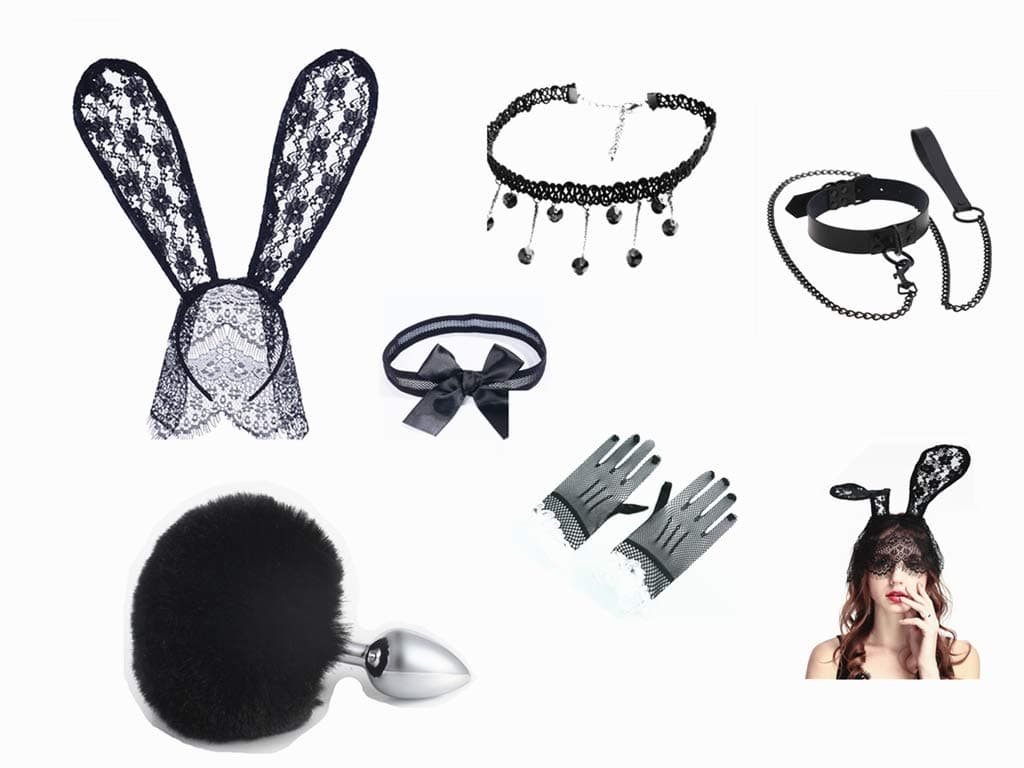 Micrkrowen 6Pcs Rabbit Bunny Tail an~AL Plug Starter Trainer Medical Grade Stainless Steel Hypoallergenic ÀNûS B~UTT For Women Men COUPLES(M)